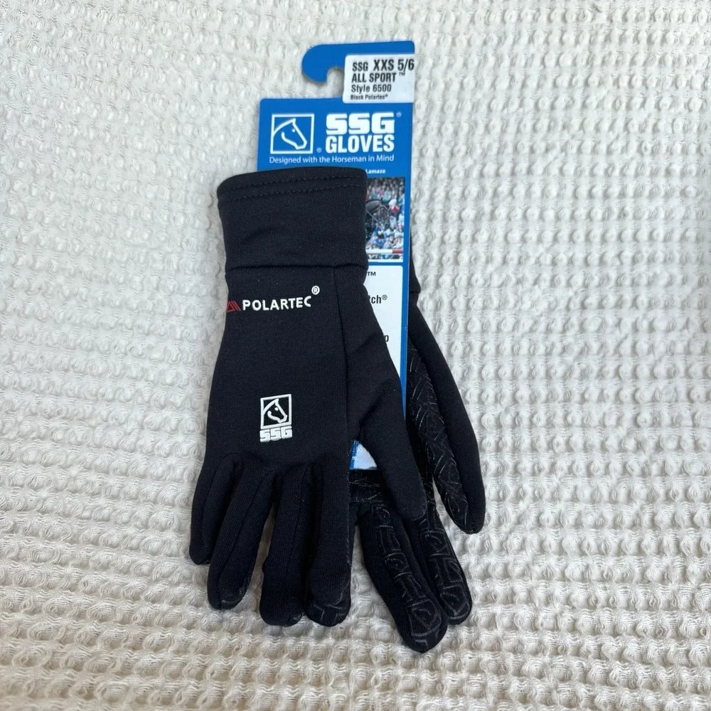 SSG All Sport Polartec Riding Gloves 6500 XXS 5/6 Black Silicon Palm Print Grip